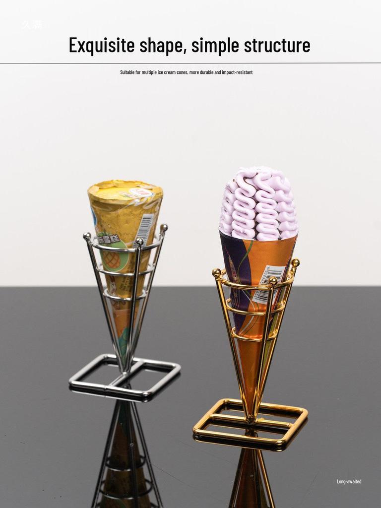 Wrought Iron Jumbo Ice Cream Cone Display Stand for Milk Tea Shops