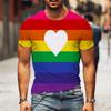Camiseta Fashion Arco-Íris Coração Y2k Camiseta Verão Manga Curta Lésbicas Gays Impressão 3D Harajuku Camisetas Tops Roupas Unissex
