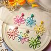 European and American Cross-border Summer Vacation Style Earrings Women, Personalized Color Hand-woven Raffia Hollow Flower Earrings