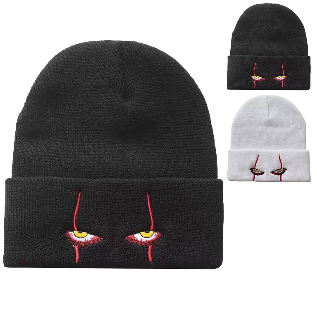 Street Style Personalized Eye Embroidery Knitted Hat Winter Outdoor Warm Hats Cycling Caps Ski Cap