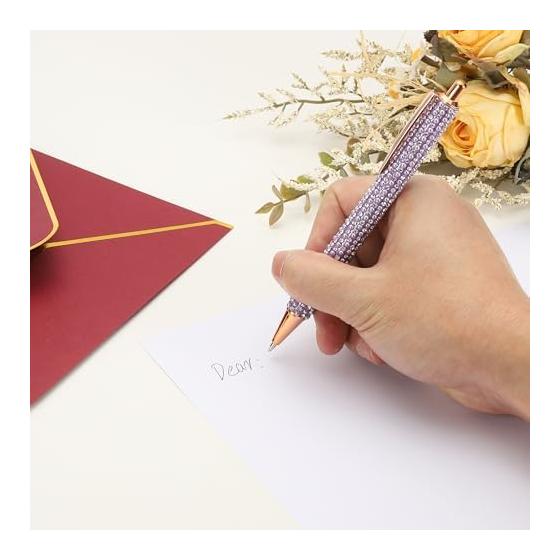 PATIKIL 3pcs Rhinestone Metal Ballpoint Pens, Crystal Diamond Pens with Black Ink, 1.0mm Point, Shiny Pens for Women, Gift, Office, Note-Taking,
