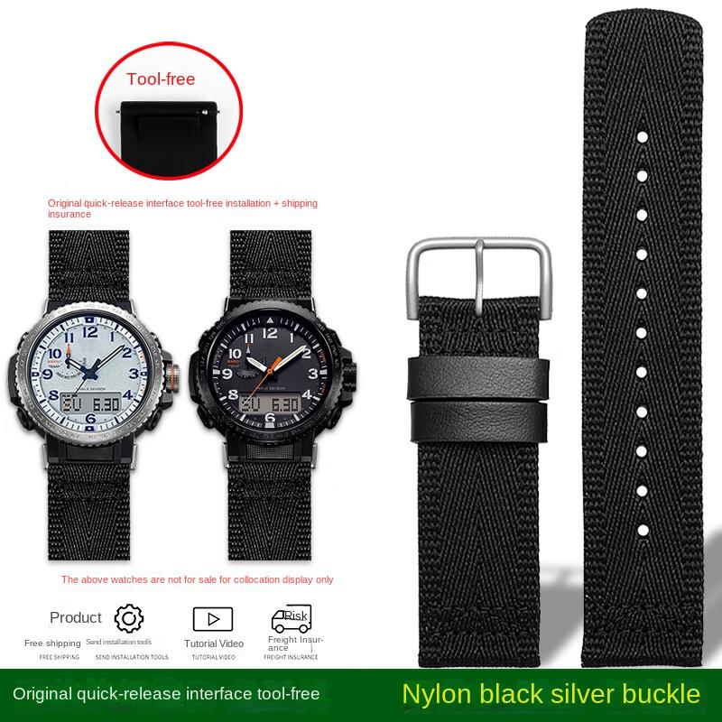 Para la serie Casio PRW-60Y/50Y/70Y/30 Correa Reloj de Montañismo PROTREK PRW-60Y PRW-50Y PRW-70Y Correa de reloj de lona de nylon 23 mm
