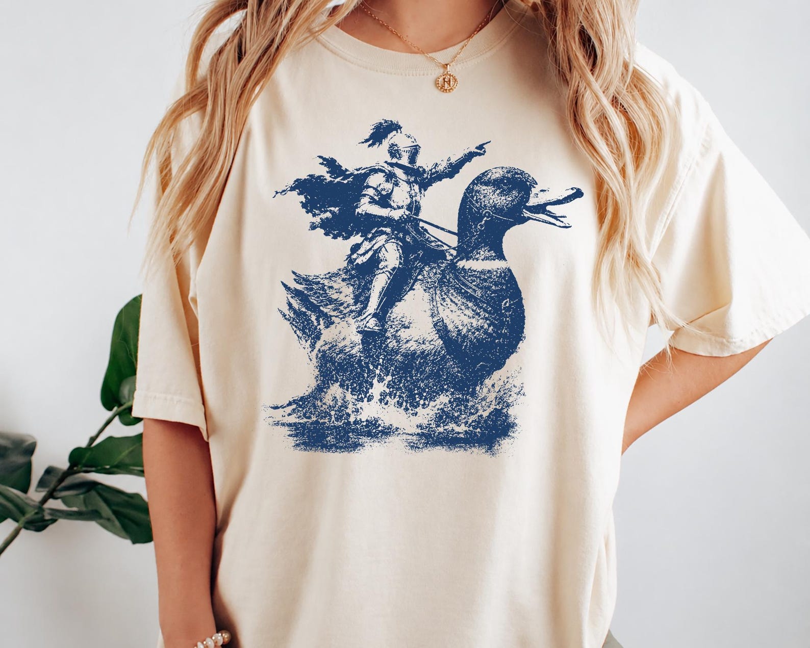 Medieval Knight Duck Rider Shirt, Vintage Fantasy Warrior Tee, Retro Renaissance Art Graphic, Funny Y2K Meme Gift 3XL