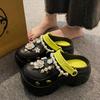 Pearl Chain Chunky Platform Sandals for Women Summer Thick Sole Beach Sandals Woman Flowers Non Slip EVA Clogs Garden Shoes