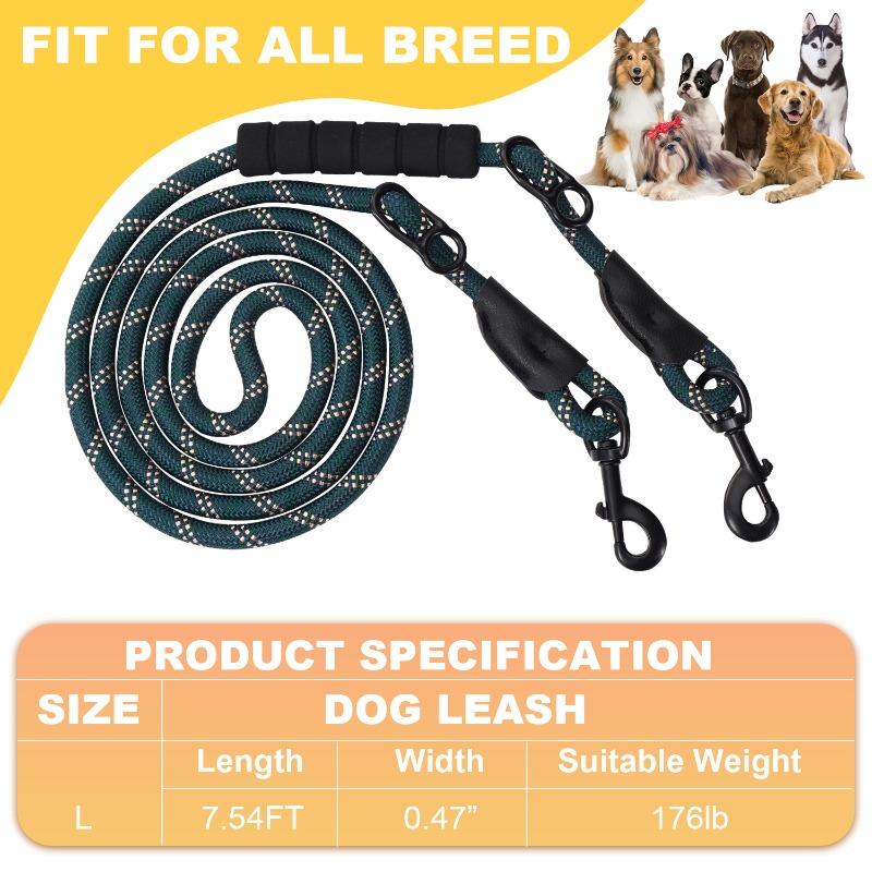 Dog Leashes, 1-pull 2-P Leashes, Double-pull Dog Walking Leashes, Pet Leashes, Small, Medium and Large Pet Gardening