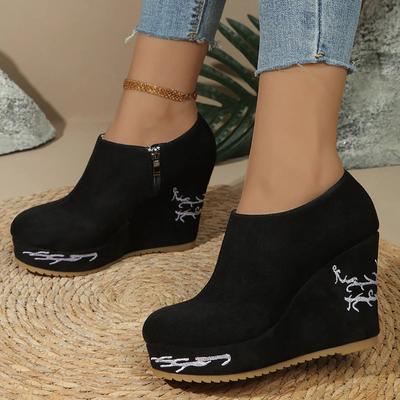 Mode Keilabsätze Damen Chelsea Boots Mode High Heels Wildleder Laufschuhe Neu 2024 Winter Marken Designer Pumps Kleid Zapatillas Mujer