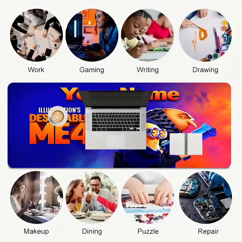 Custom 1Pc Custom Minions Movie Graphic Gaming Mouse Pad Keyboard Desk Mat Non-slip Rubber Lock Edge Waterproof Computer Mousepad for Office Q183