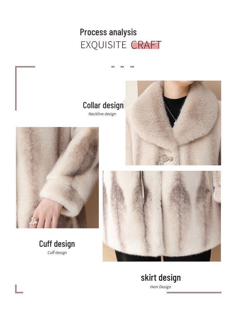 Dicker Baumwollmantel mit integriertem Nerz-Samtpelz für Damen - Elegante Herbst-/Winter-Langjacke für Damen mittleren Alters