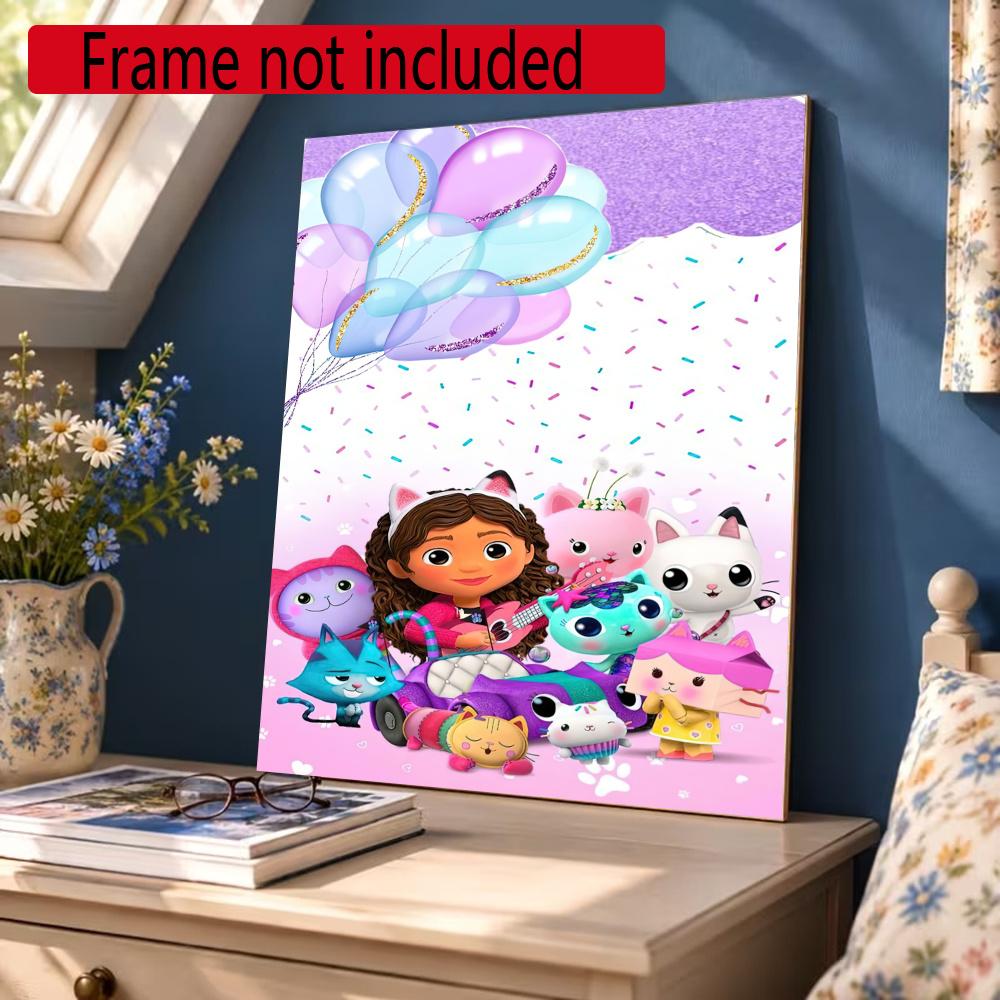 Cartoon Cute Gabbys 5D Round Diamond Painting Kit Diamond Embroidery Painting Rhinestones Mosaic Frameless Handwork Decoration Arts