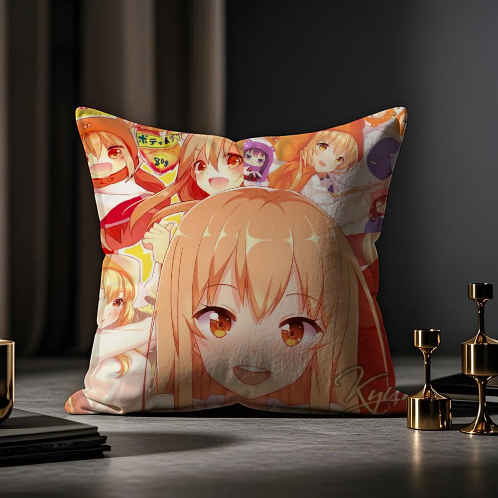 Umaru Doma Anime Cushion Cover Anti-dustmite Pillowcase Invisible Zipper Silky Short Plush Sofa Cushion Cover