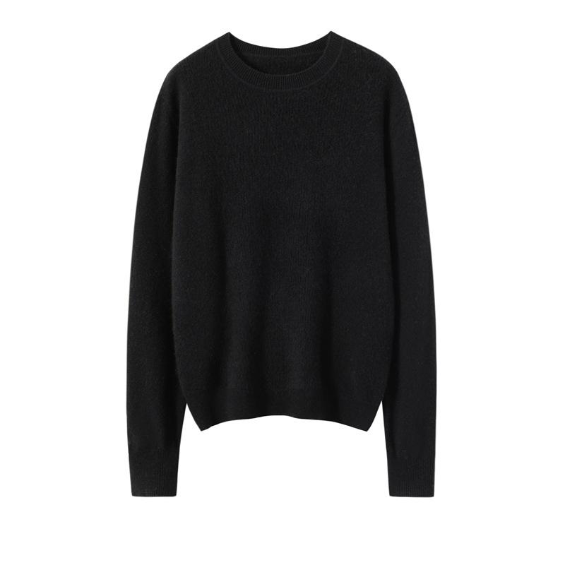Women's Pure Cashmere Knit Long Sleeve Base Layer Sweater - Autumn/Winter, Loose Fit, Slimming, Warm Pullover