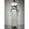 Summer New Satin Halter Dress Women's Sexy V-neck Backless Slim Fit Long Maxi Dress European American Crossbody Women's Clothing