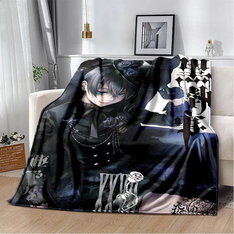 3D Anime Black Butler Cartoon Blanket,Soft Throw Blanket for Home Bedroom Bed Sofa Picnic Travel Office Rest Cover Blanket Kids