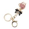 Strass Nøkkelring Multifunksjonell Søt Katteform Jente Bling Ryggsekk Nøkkelring Rosefarget