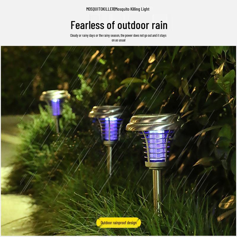 Stainless Steel Waterproof Solar Mosquito Killer & Repellent Lamp for Outdoor Use