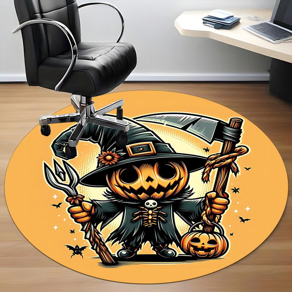 1pc Pumpkin Reaper Office Round Area Rug, Under Office Chairs Bedroom Living Room Home Decor, Room Deco, Available in Various Sizes