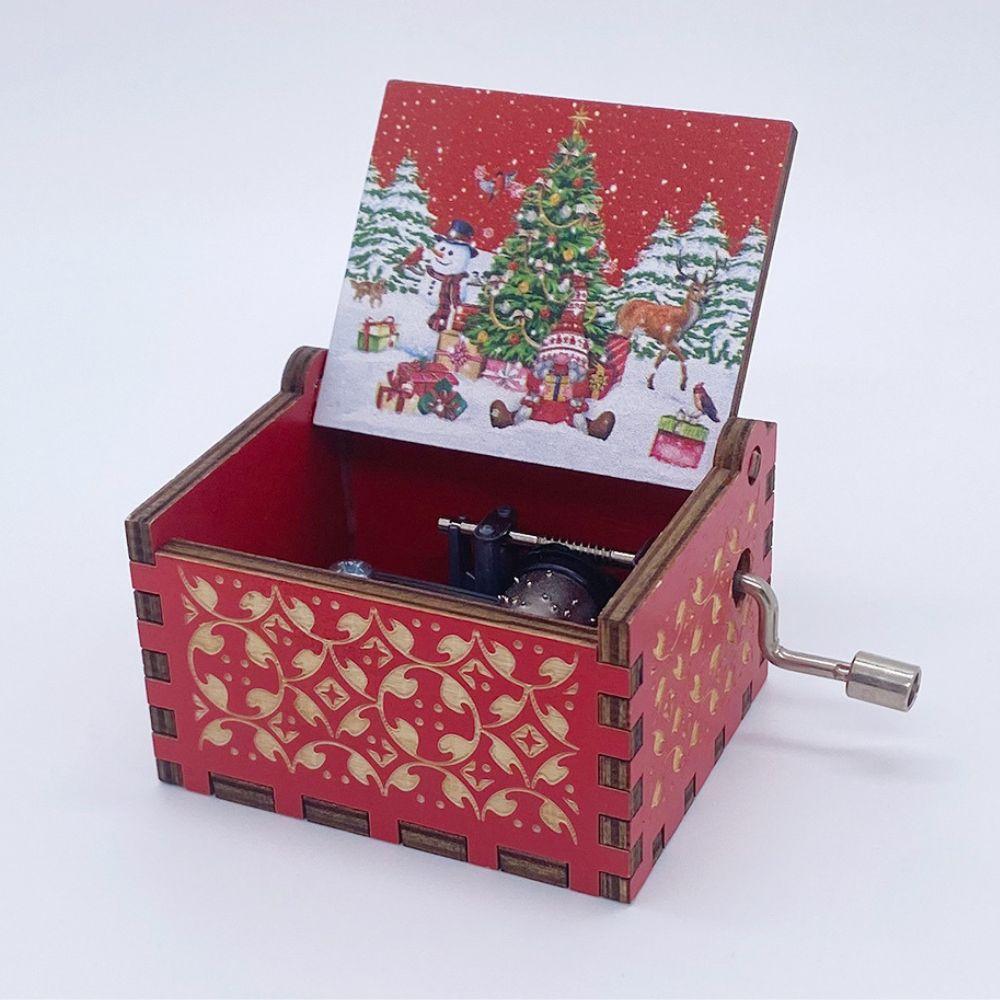 Wooden Hand Crank Music Box Anime Theme Halloween Merry Christmas Decoration Home Christmas Birthday Gift
