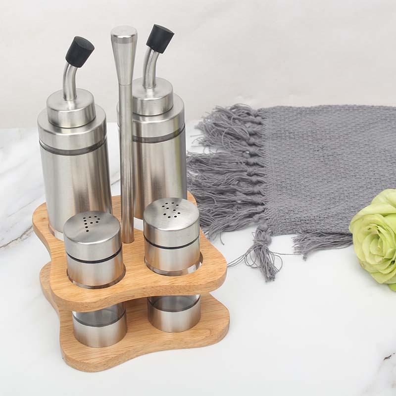 304 Stainless Steel Spice Set: Seasoning Jar, Oil Pot & Salt Shaker with Lid for Home & Restaurant.