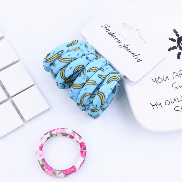 6Pcs/Set High Elasticity Printed Scrunchie Women Girls Children Elastic Hair Rubber Bands Accessories Tie Hair Rope Ring Holder