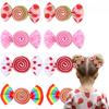 2Pcs Candy Bow Hair Clips Sweet Strawberry Heart Print Hairpins Rainbow Barrette For Girls Kids Children Headwear Accessories
