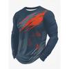 Vintage Men's Long Sleeve T-Shirt, Striped Printed Top, 3D Striped Print Loose Streetwear