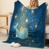Cute Whale Starry Sky Flannel Blanket, Soft Skin-Friendly Fleece, Cozy for Home, Couch Naps, Christmas & Halloween