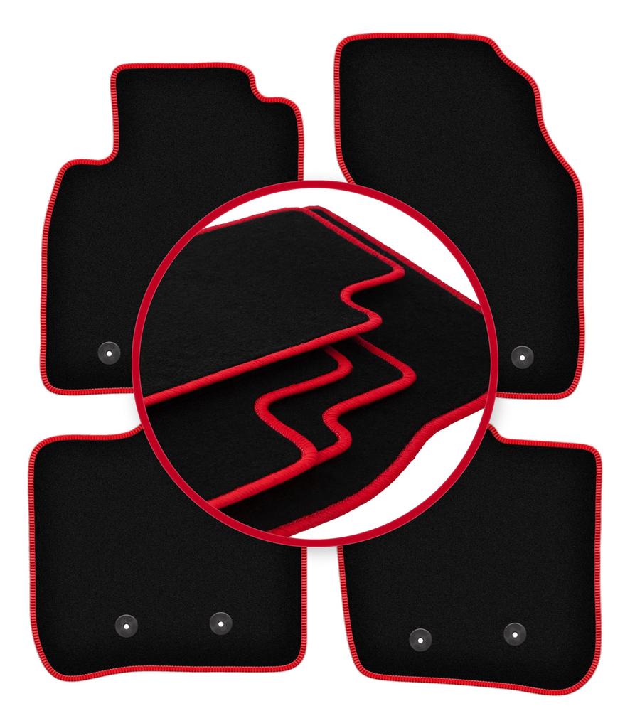 Alfombrillas de terciopelo con borde rojo para: Volvo V40 I familiar (1995-2004)