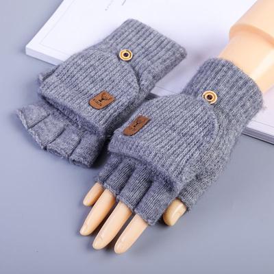 Half Flip Gloves For Men And Women, Warm And Thick Knitted Half Gloves For Female Students, Allowing  To Be Exposed When Writing.