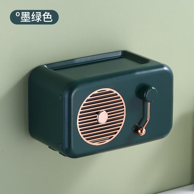 Creative radio tissue box wall mounted multifunctional tissue holder waterproof and dustproof face wash towel storage box