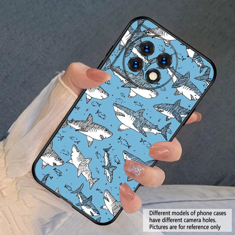 Cartoon Blue Shark For Oneplus 8T 9 9R 10 Pro 11 12 13 13R 5G ACE 5 Nord2 4 CE 3 4 Lite N20 SE N200 silicone soft phone case