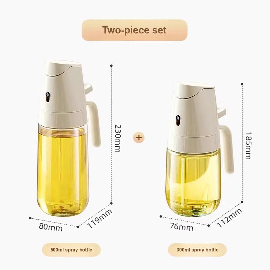2 Pcs Oil Bottle Sprayer, 2-in-1 Pouring and Spraying Food Grade Kitchen Oil Can, Leak-Proof Glass Tank