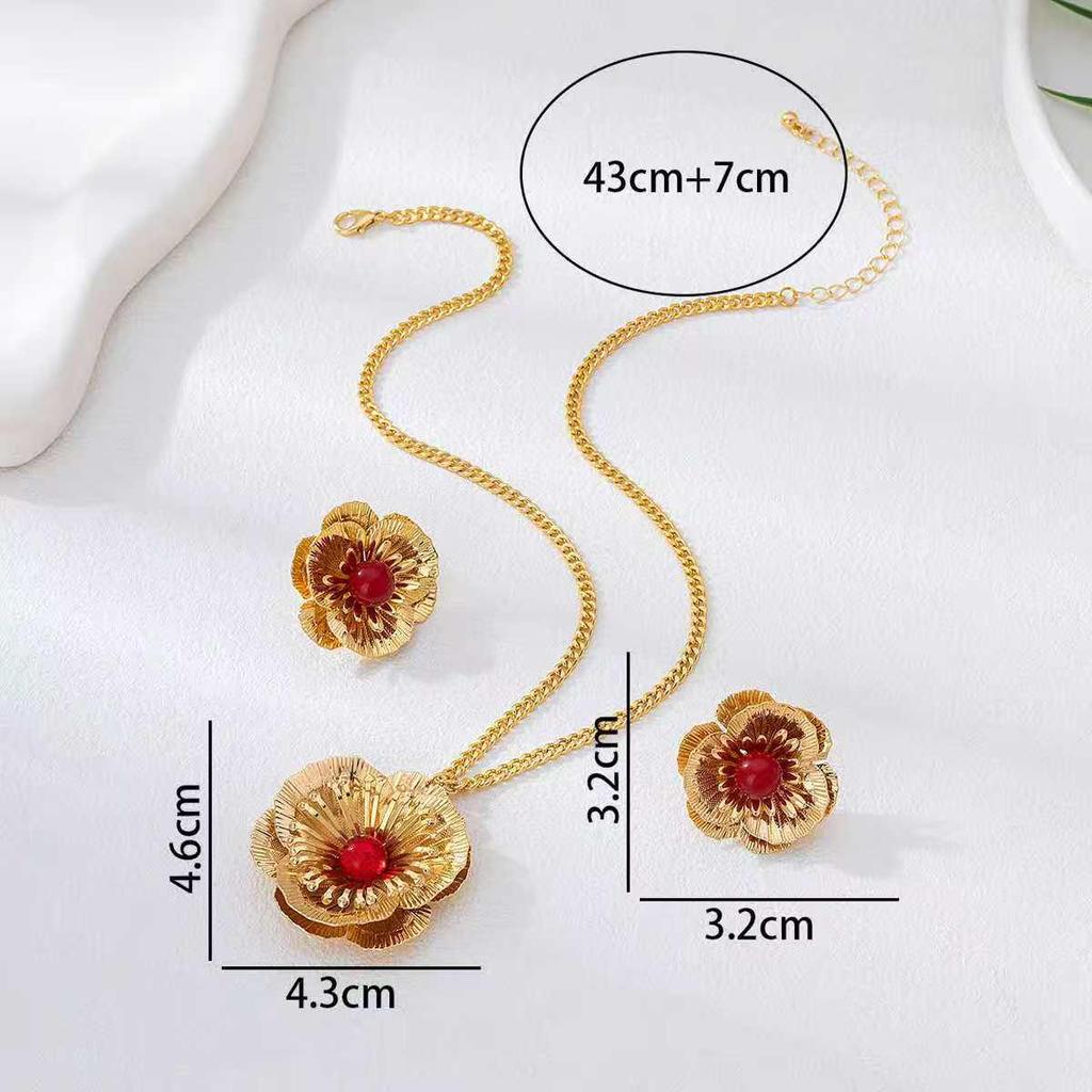 3-Piece Elegant Floral Necklace and Earrings Jewelry Set