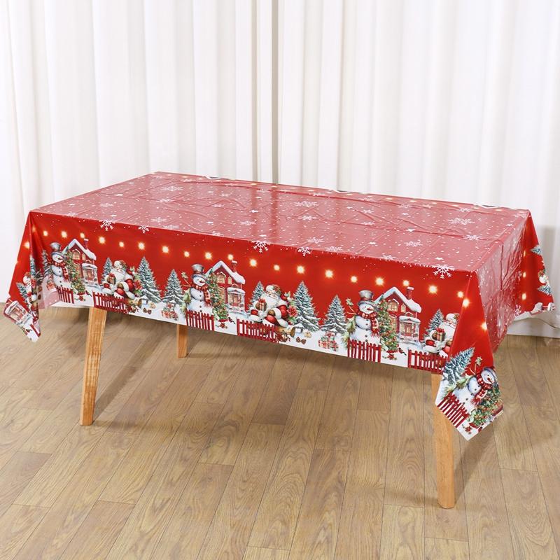 Christmas Tablecloth Santa Claus Tablecover Christmas Decorations for Home 2025 Navidad Noel New Year Gifts Dining Table Cover