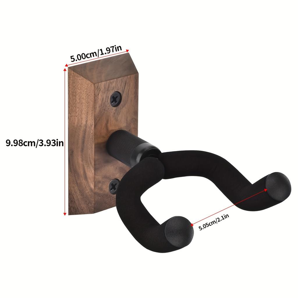 U-Shaped Walnut Wood Guitar Hooks,Swivel Cushioned Hanger for Log, Electric and Bass Guitars,Perfect Gift Idea for Music Lovers