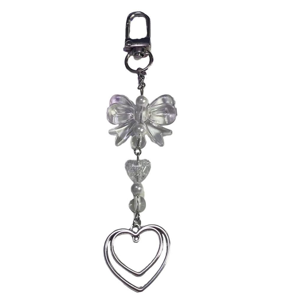 Bowknot Heart Pendant Cellphone Strap Phone Chain Detachable Bow Phone Lanyard Handmade Keychains for Wallet Bags