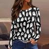 Women's Fashion Long Sleeve Neck Top with Hem Slit Halloween Print for Party
