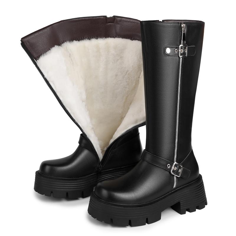 

Женские зимние ботинки из натуральной кожи и натуральной шерсти, теплые женские ботинки Tenor, женские зимние ботинки на платформе в британском стиле 35