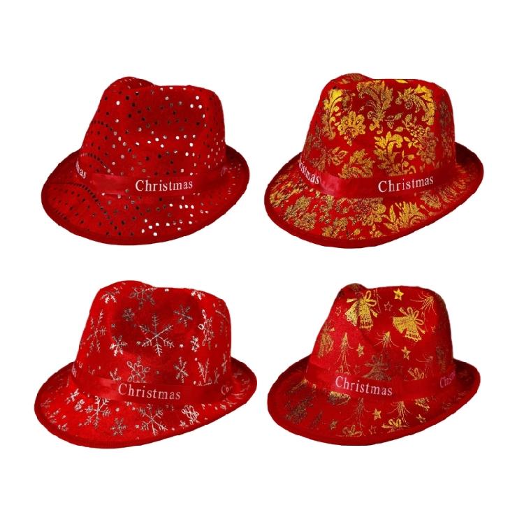 Cappello a Cilindro con Motivo di Paillettes per Festival di Natale Celebrazione Festiva Cappello Travestimento di Natale Accessori per Costumi Cappello Panama