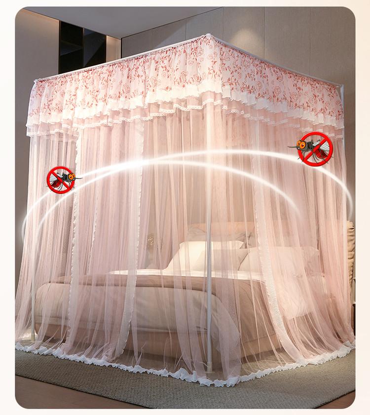 Three Door Floor Standing Mosquito Net for Home Bedroom 2026 New Model, High-end Princess Palace Bracket, Thickened and Textured Account