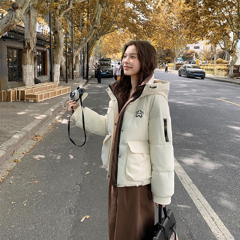 Jesień Zima Pogrubiona Ciepła Parka Kobiety Casual Słodki Jednolity Kolor Duża Kieszeń Luźny Płaszcz z Kapturem Kurtki Odzież Wierzchnia