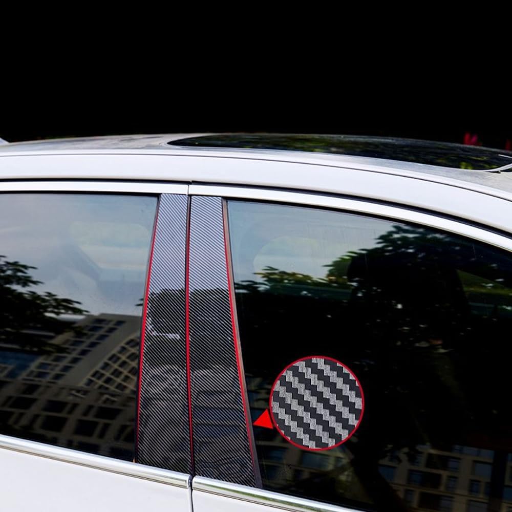 8pcs Carbon Fiber Pattern Vehicle Specific Fit Plastic Car Window Pillar Stickers for VW Passat (2011-2018) Window Surface, Protects Center Pillar,