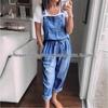 Women's Fashion Drawstring Jumpsuit: Loose-Fit Denim Overalls with Lace-Up Details