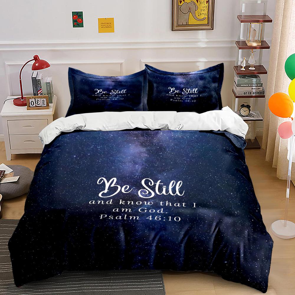 Be Still Psalm 46:10 Galaxy Bedding Set Bedding set (1 duvet cover, 2 pillowcases, duvet not included) 135x200cm