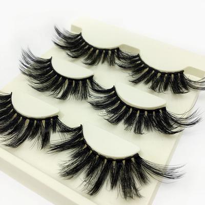 Dicke Lange Handgemachte Flauschige Kreuz 25mm Wimpern 3D Weiches Nerzhaar Falsche Wimpern Augenwimpern Verlängerung