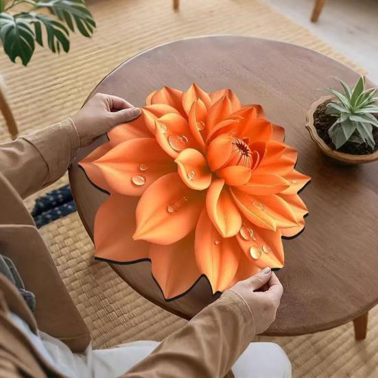 3D Floral Placemat Diatomaceous Earth Absorbent Dining Mat Heat-Resistant Realistic Flower Placemat for Dining Table Kitchen Countertop Desk Decor