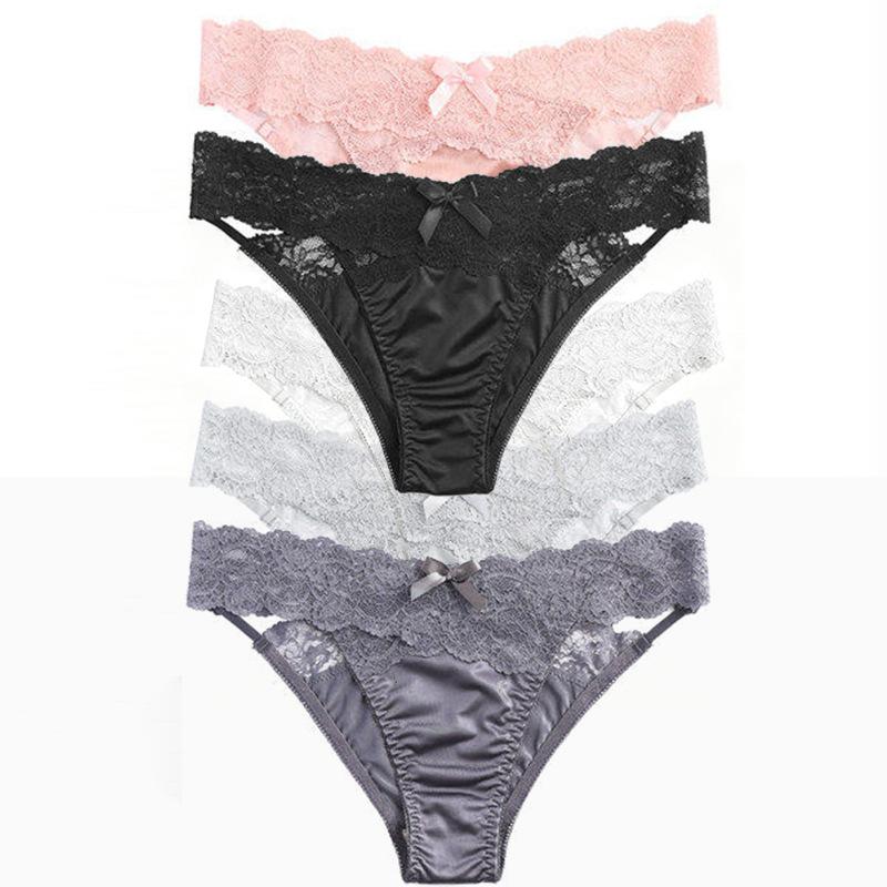 Slip Donna Estate Retrò Sexy Bordo Pizzo Colore Puro Senza Tracce Mezza Copertura Fianchi Vita Bassa Triangolo