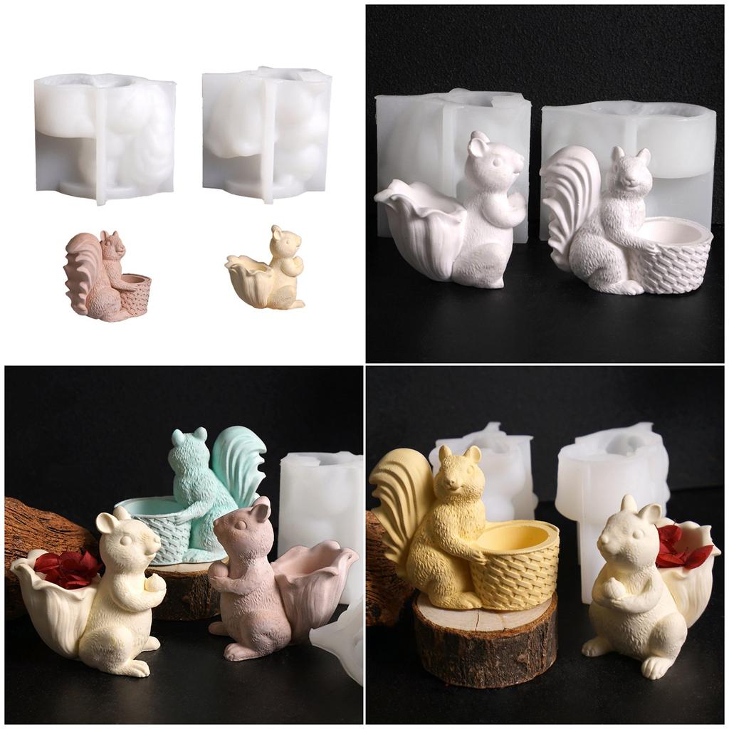 Food Grade Silicone Squirrel Basket Mould Set 2Pcs Crafting Tool for Resin Plaster Storage Box