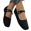 Scarpe Piatte Mary Jane da Donna a Punta Quadrata con Cinturino a Doppia Fibbia Mocassini Casual Slip-On Calzature Comode con Suola Morbida