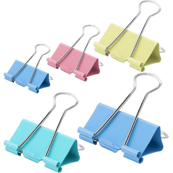 OWLKELA 100 Pcs Colored Binder Clips, Paper Clamps, Paper Binder Clip, Assorted Sizes, Metal Colorful Binder Clips, Ideal for Office, Home and School Assorted sizes разноцветный