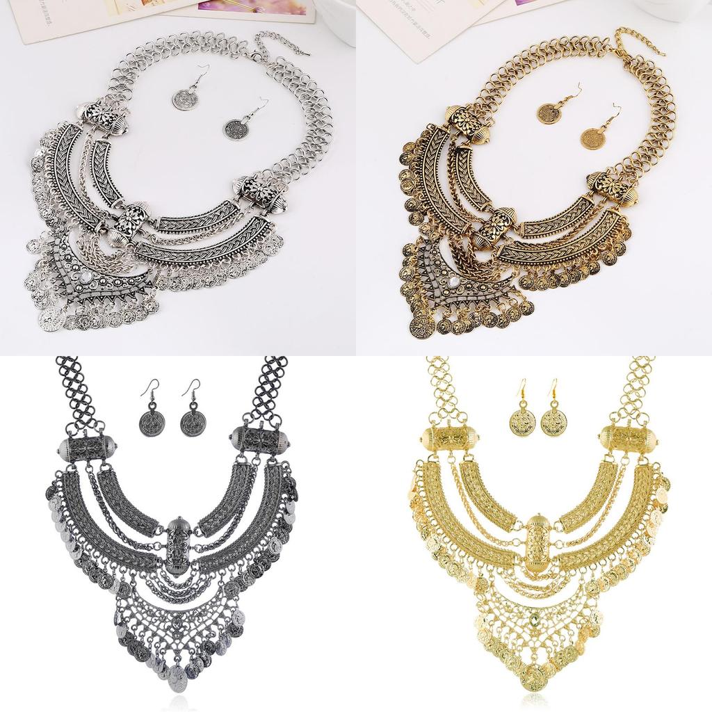 Vintage Style Collar Necklace With Thick Chain And Alloy Charm For Gift Giving